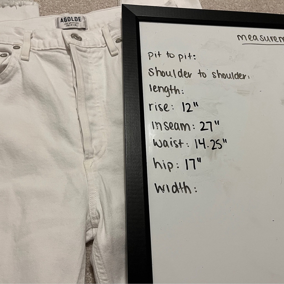 Agolde Nico High Waisted Frayed Hem White Skinny Denim Size 28 - Picture 13 of 13